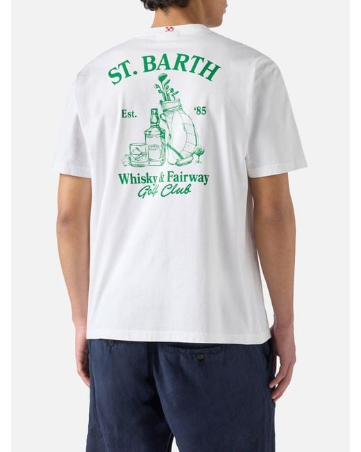 Mc2 Saint Barth White Portland T-Shirt With St. Tropez Habitué Print for men