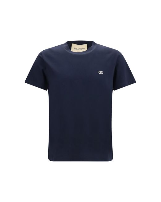 Valentino Blue Cotton Vlogo T-Shirt T-Shirts for men