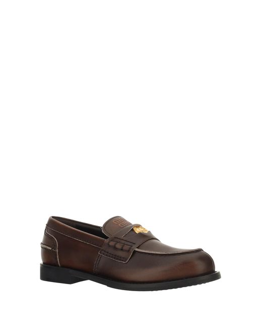 Miu Miu White Leather Loafers