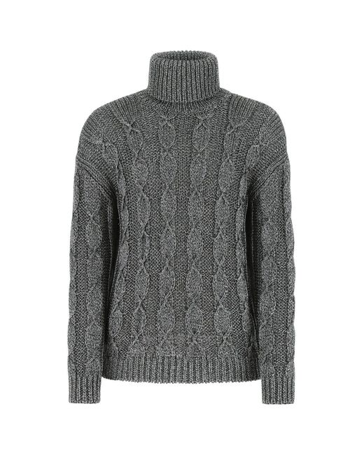 Saint Laurent Gray Melange Viscose Blend Sweater for men
