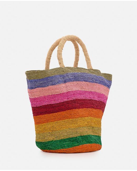 Manebí Multicolor Striped Raffia Tote Bag