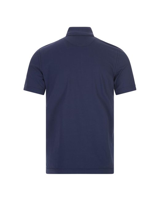 Fedeli Short-sleeved Polo Shirt In Dark Blue Cotton for men