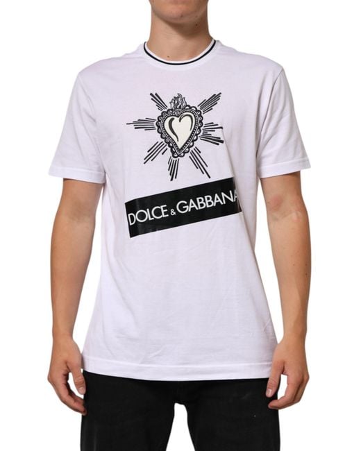 Dolce & Gabbana White Sacred Heart Short Sleeve Men T for men