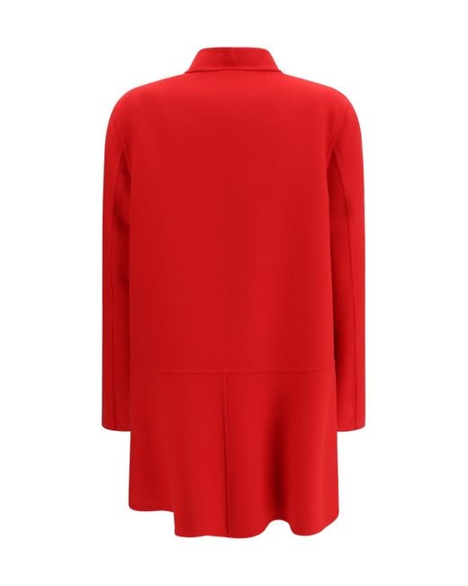 Valentino Red Single-Breasted Compact Drap Coat