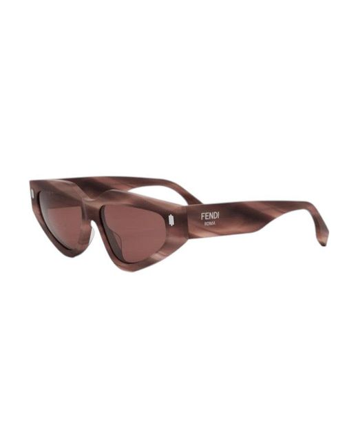 Fendi Brown Sunglasses Cat Eye Full Rim, Striped Frame And Lens Fe40163U74S