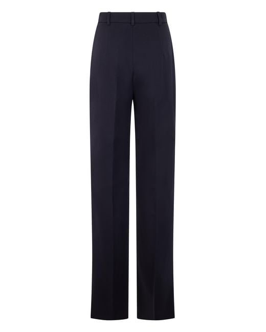 Max Mara Blue Trousers High-Waisted Cotton Straight