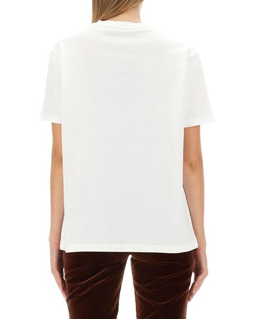 Etro White T-Shirt With Logo Embroidery