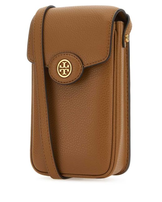Tory Burch Brown Leather Robinson Phone Case
