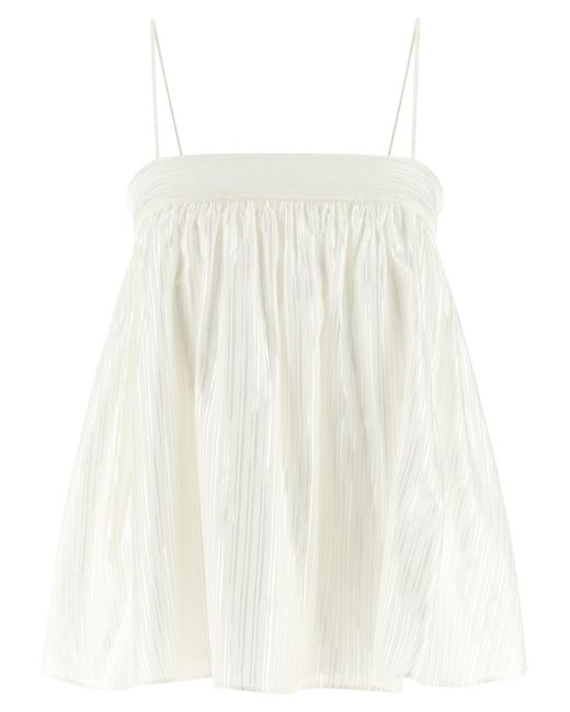 ROTATE BIRGER CHRISTENSEN White Striped Viscose Top