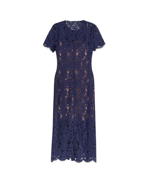ワンピース Self Portrait Lace Midi Dress With Jewel Button Self-Portrait Lace Midi Dress With Jewel Button in Blue | Lyst