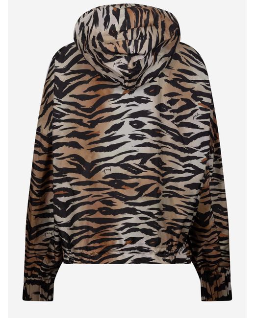 Pinko Black Dotty Jacket With Animal Print Polyester