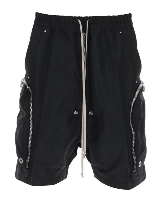 Rick Owens Black Faille Cargo Shorts for men