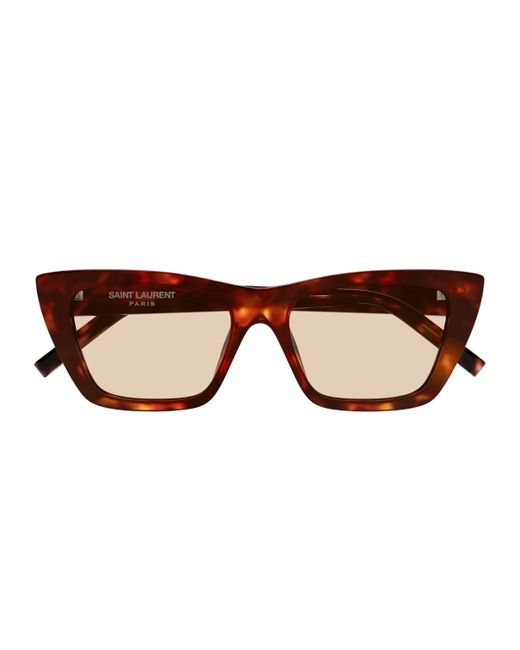 Saint Laurent Brown Saint Laurent Sl 276 Mica Linea Sl Logo 064 Light Havana Sunglasses