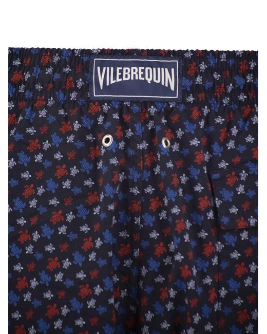Vilebrequin Blue Stretch Beach Shorts With Patterned Print for men