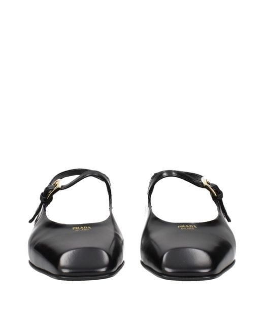 Prada Black Leather Flat Sandals