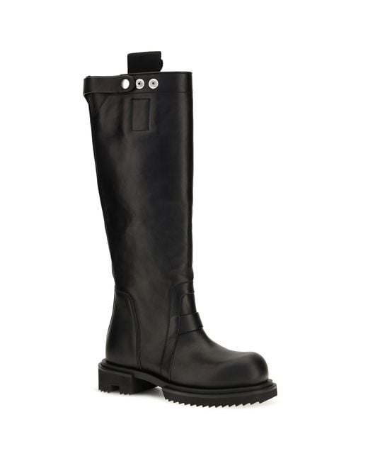 Rick Owens Black Gabe Leather Knee-High Boots