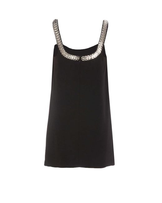 Pinko Black Embellished Polyester Cami Dress