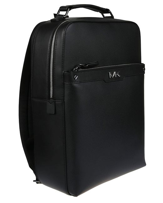 Michael Kors Black Logo Plaque Zipped Backpack for men