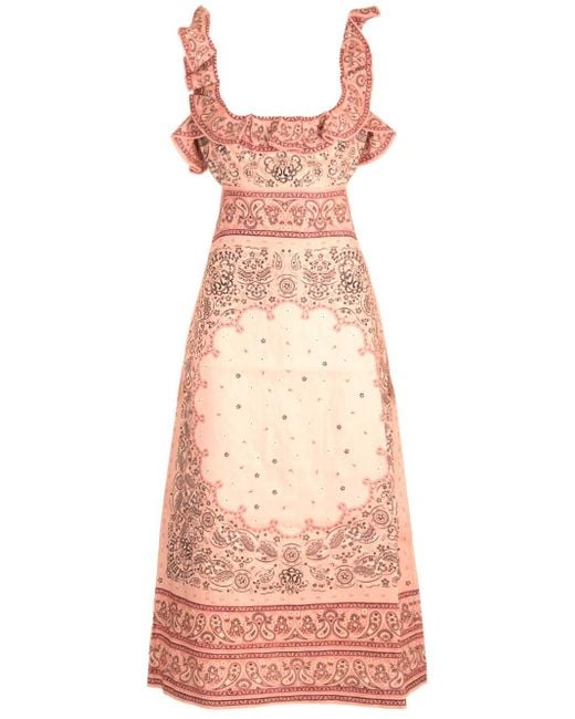 Zimmermann Pink Bandana Print Midi Dress