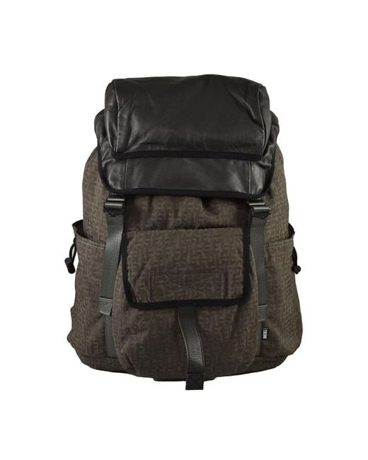 DIESEL Black Anthracite Backpack for men