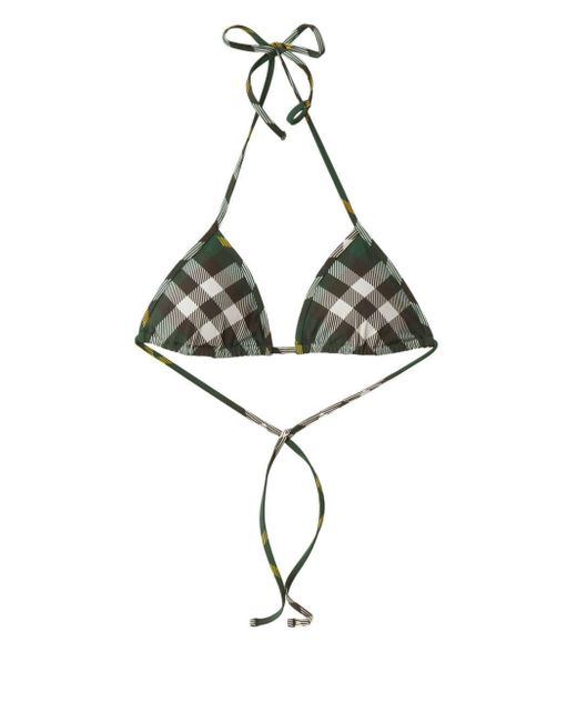 Burberry Green Checked Bikini Top