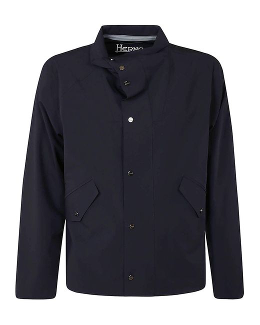 Herno Blue Classic Side Pockets Buttoned Jacket for men