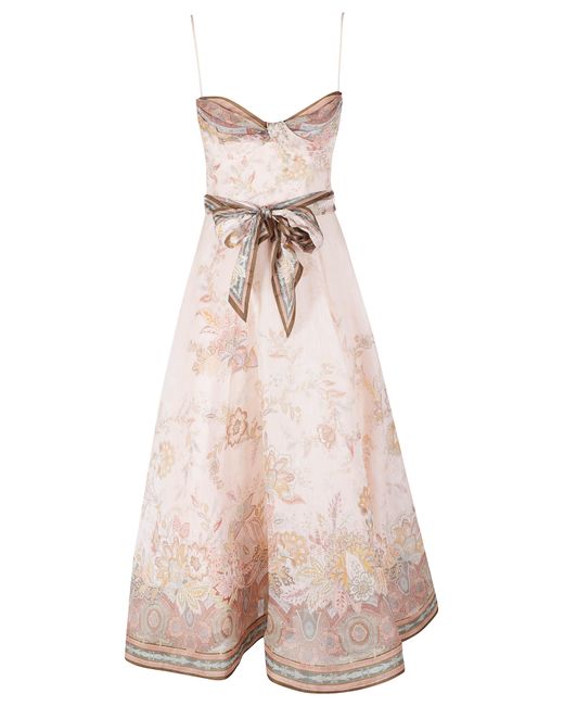 Zimmermann Pink Alchemy Structured Midi Dress Lino Abito