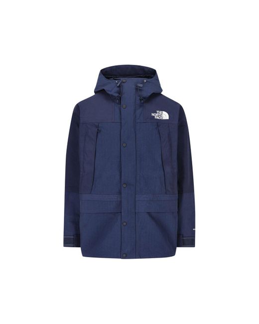The North Face Blue Ripstop Mountain Logo Embroidered Hooded Jacket for men