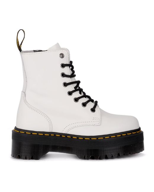Dr. Martens Jadon White Leather Ankle Boots With Maxi Sole - Lyst