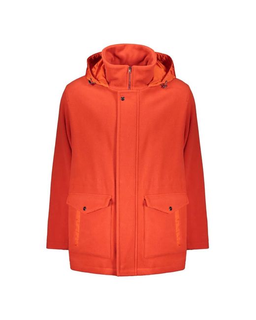 Herno Red Wool Parka Coat Clothing for men