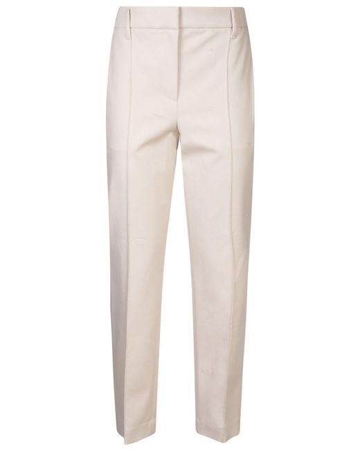 Brunello Cucinelli Natural Regular Fit Cropped Trousers