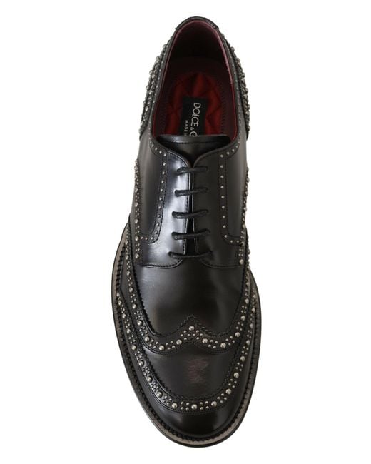 Dolce & Gabbana Black Elegant Studded Derby Shoes for men