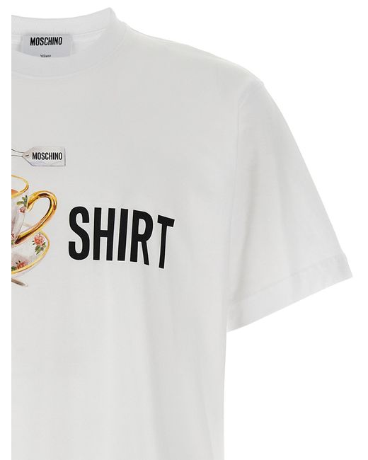 Moschino White Playful Logo Printed Organic Cotton T-Shirt for men