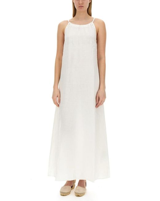 120% Lino White Long Dress