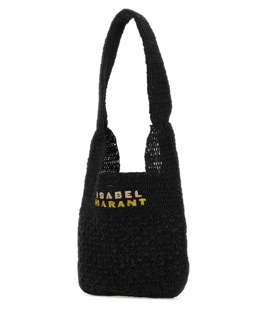 Isabel Marant Black Raffia Small Praia Shoulder Bag