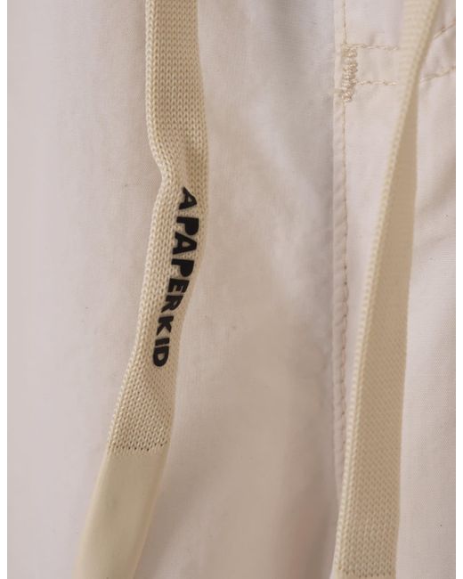 A PAPER KID White Cargo Trousers With Logo