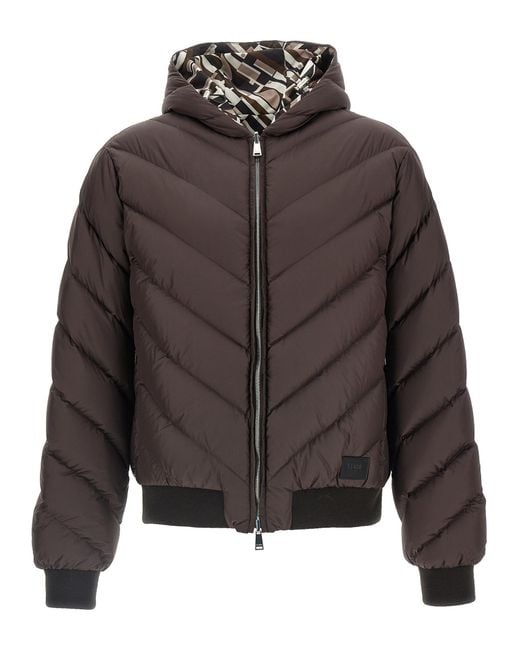 Fendi Gray Reversible Down Jacket for men