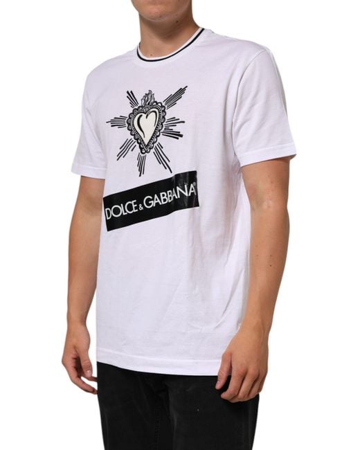 Dolce & Gabbana White Sacred Heart Short Sleeve Men T for men
