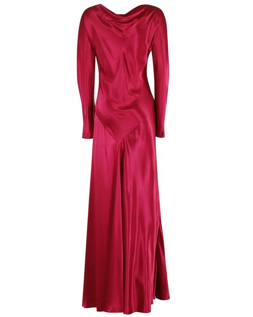 Alberta Ferretti Red Shiny Satin Dress