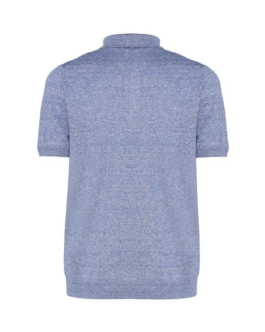 Fay Blue Knitted Polo Shirt for men