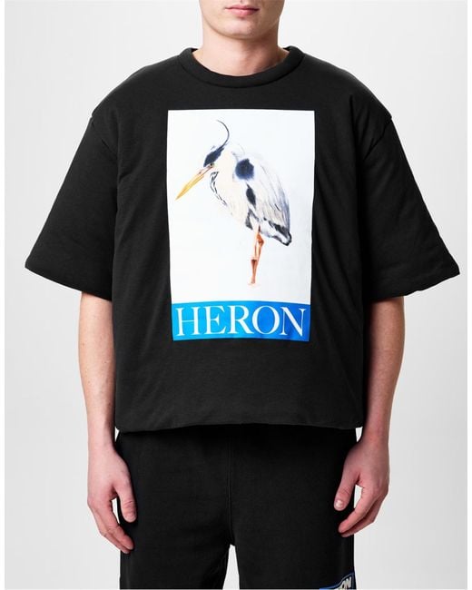 Heron Preston Black Heron Bird Painted Logo Padded T-Shirt for men