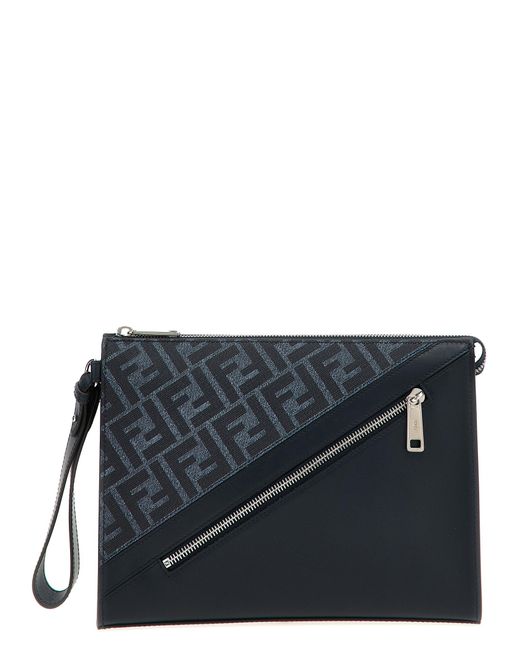 Fendi Black Diagonal' Pouch for men