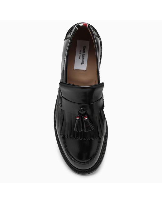 Thom Browne Black Leather Moccasin With Tassels for men