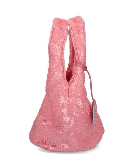 J.W. Anderson Pink Sequin Embellished Small Tote Bag