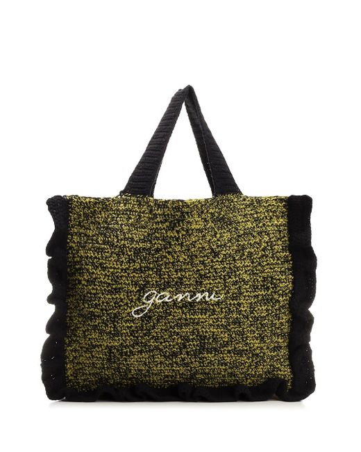 Ganni Green Egret Tote Bag