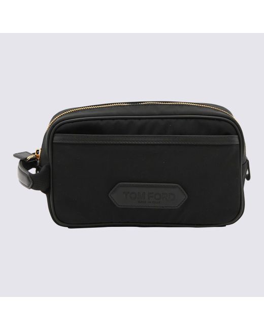 Tom Ford Black Canvas And Leather Pouch Bag for men