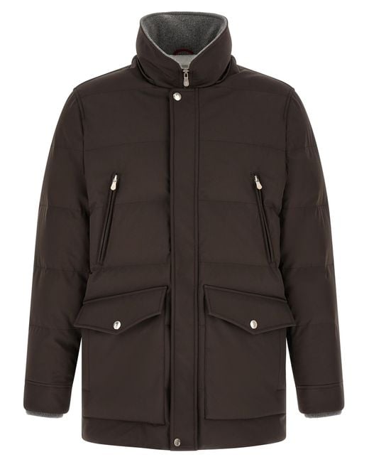 Brunello Cucinelli Black Polyamide Parka Clothing for men