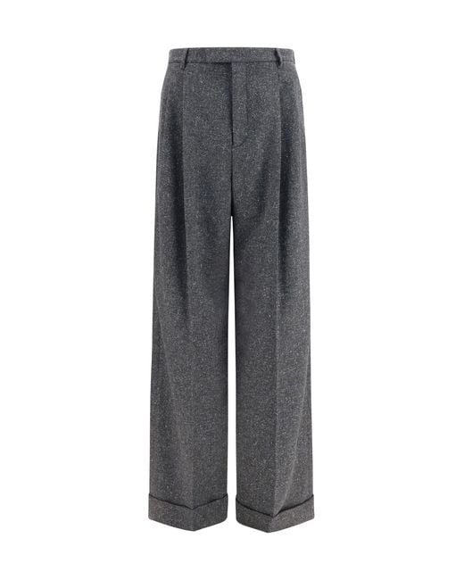 Valentino Gray Tailored Wool And Silk-Blend Pants for men