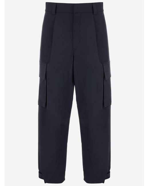 Bottega Veneta Blue Nylon Cargo Pants Polyester Trousers for men
