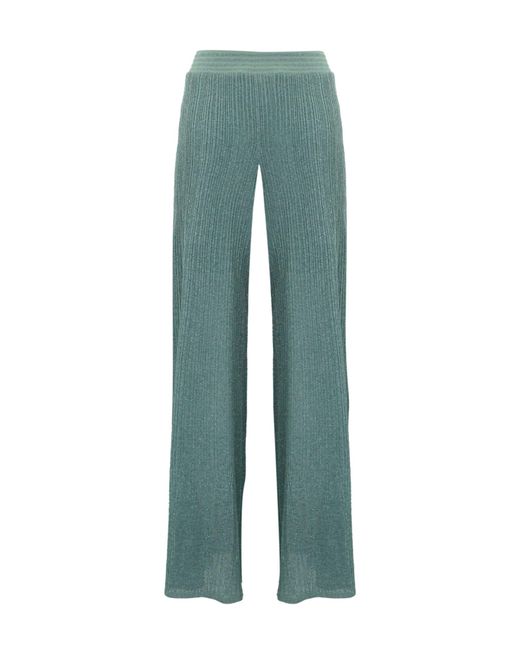 D.exterior Green Ribbed Trousers